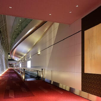 Haneda Airport International Terminal Mounting: custom made fabric (painting by Hiroshi Senju)